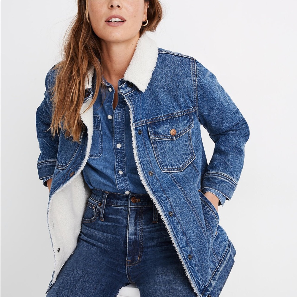 Madewell Oversized Jean Jacket Sherpa Edition